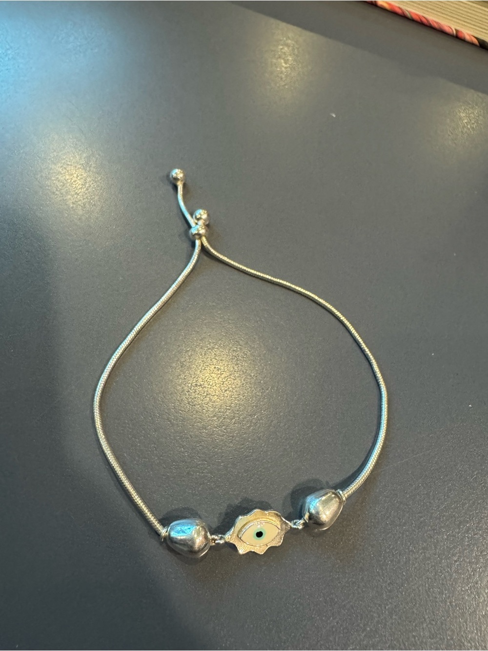 Luxury pure Silver Adjustable Evil Eye Bracelet | Customised Minimalist Charm